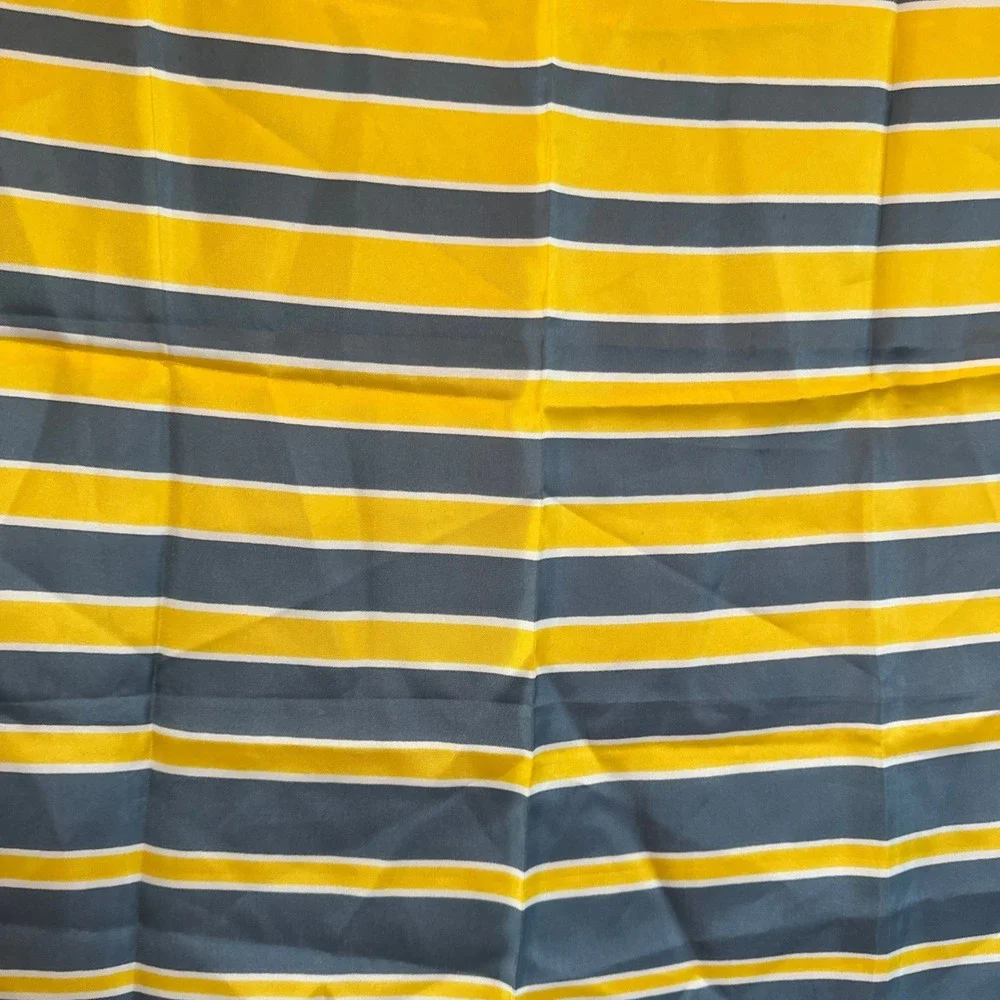 Vintage Vera Neumann Polyester Scarf Yellow Gray Stripes Mod Square Japan